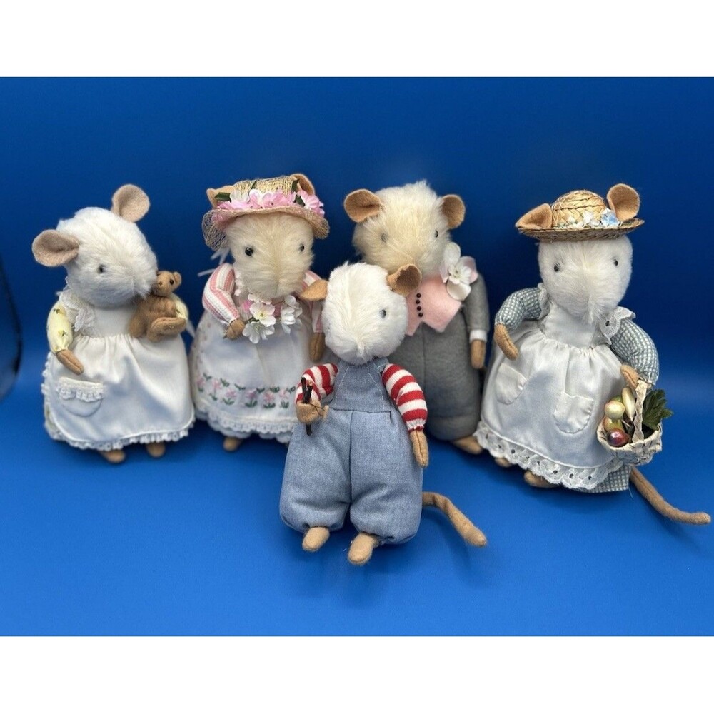 5 Unbranded Storybook Felted Mouse Dolls Brambly Hedge Style Cottagecore Vintage